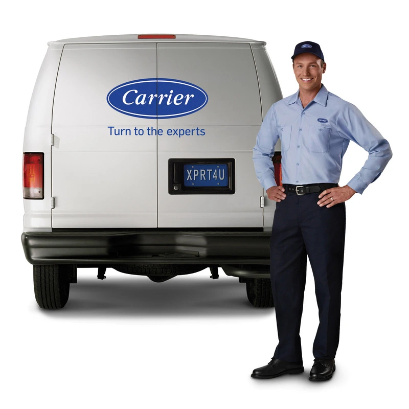 carrier tech in front of a carrier van